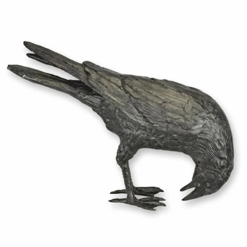 Casa Padrino Luxus Bronze Skulptur Vogel Rabe Schwarz 45,5 cm - Deko Figur