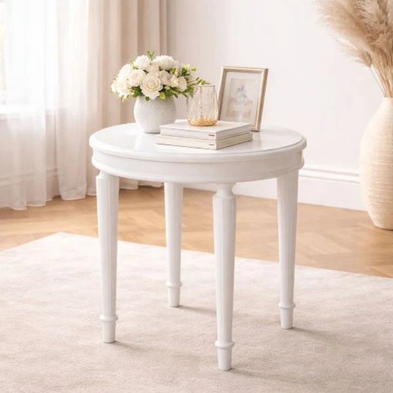 Casa Padrino Luxus Barock Beistelltisch Weiß H. 55 cm - Barock Möbel