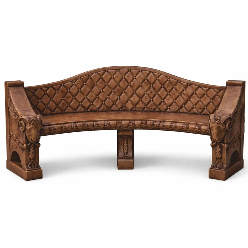 Casa Padrino Barock Beton Gartenbank Braun 196 cm - Barock Garten & Terrassen Möbel