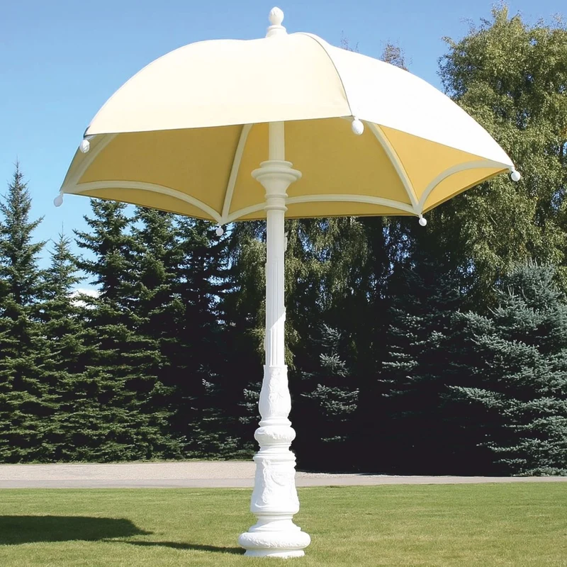 Casa Padrino Barock Garten Deko Sonnenschirm Weiß / Creme Ø 350 x H. 418,5 cm