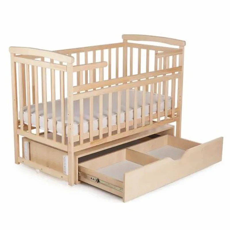 Casa Padrino Luxus Massivholz Babybett mit Matratze Naturfarben 125 cm