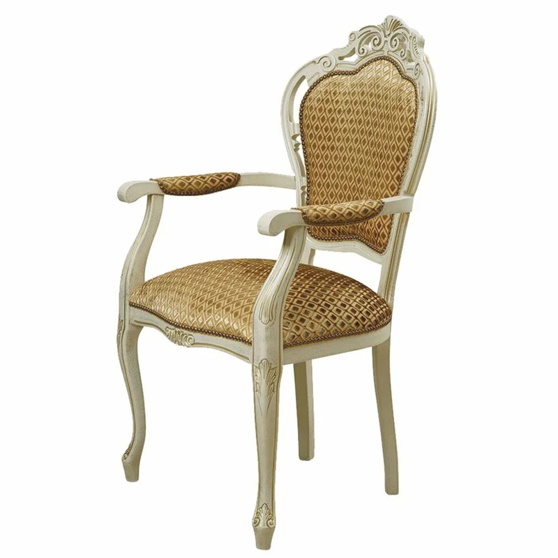 Casa Padrino Luxus Barock Esszimmer Stuhl mit Armlehnen Gold / Creme - Barock Esszimmer Möbel