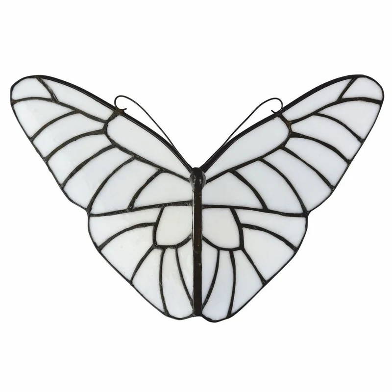 Casa Padrino Art Deco Tiffany LED Wandleuchte Schmetterling Weiß / Schwarz - Tiffany Leuchten