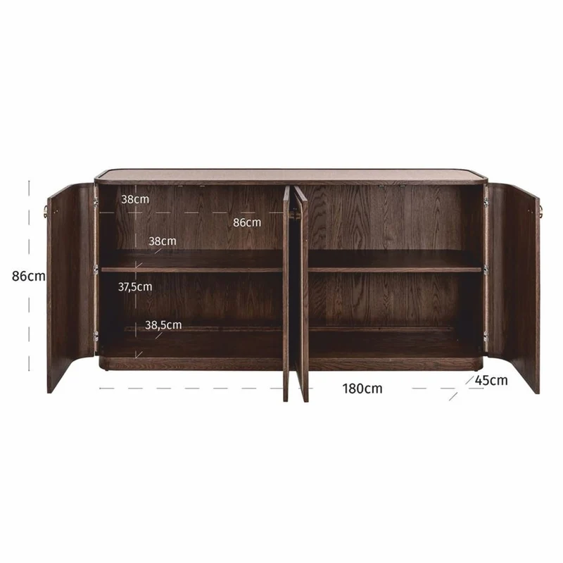 Casa Padrino Luxus Eichenholz Sideboard mit 4 Türen Braun 180 cm - Luxus Möbel