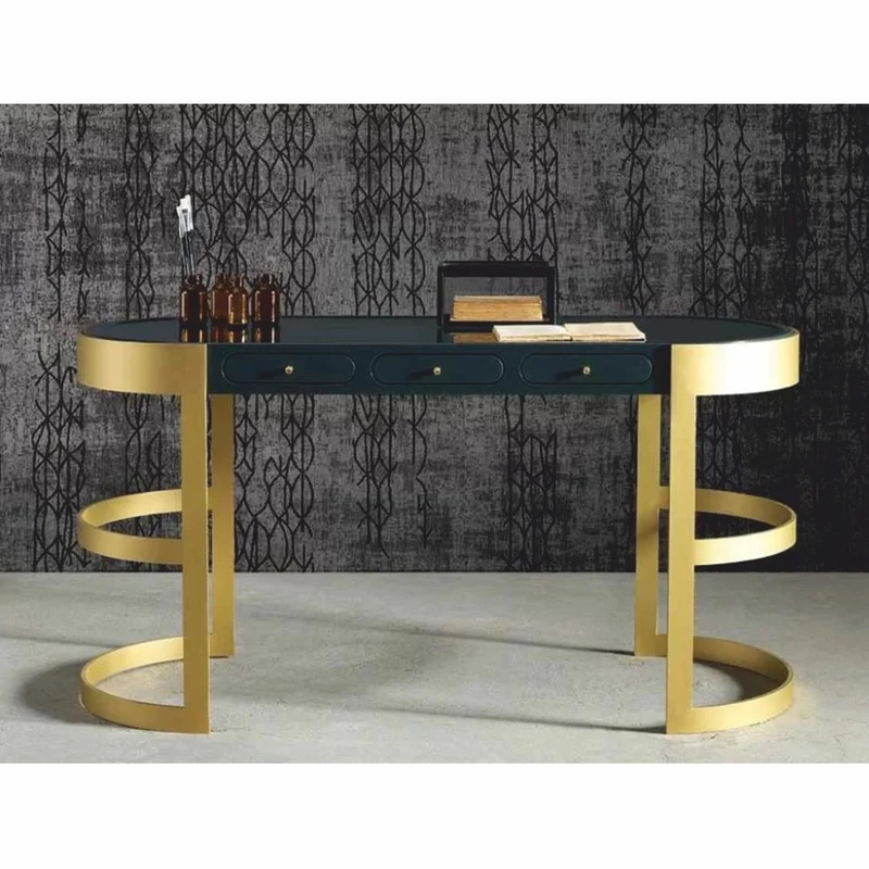 Casa Padrino Luxus Schreibtisch mit 3 Schubladen Schwarz / Gold 150 cm - Büro Möbel