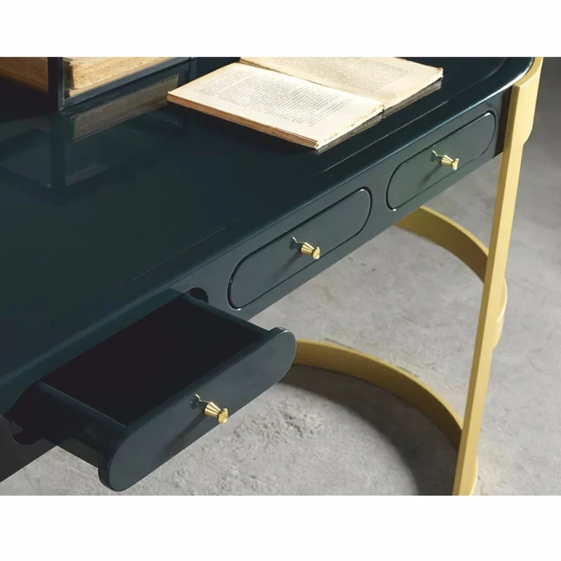 Casa Padrino Luxus Schreibtisch mit 3 Schubladen Schwarz / Gold 150 cm - Büro Möbel