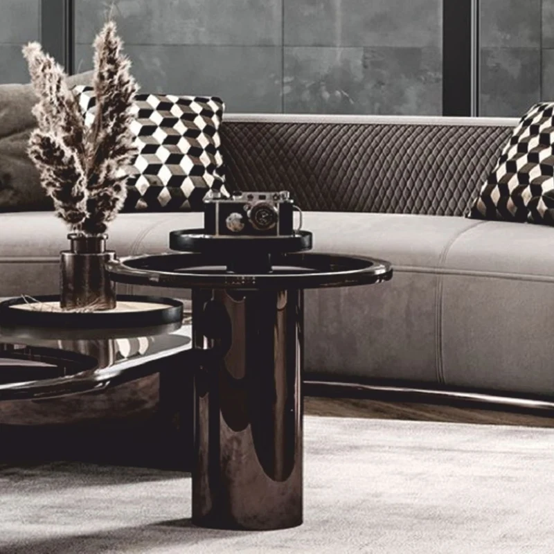 Casa Padrino Luxus Beistelltisch mit Glasplatte Bronze / Grau H. 50 cm - Luxus Möbel