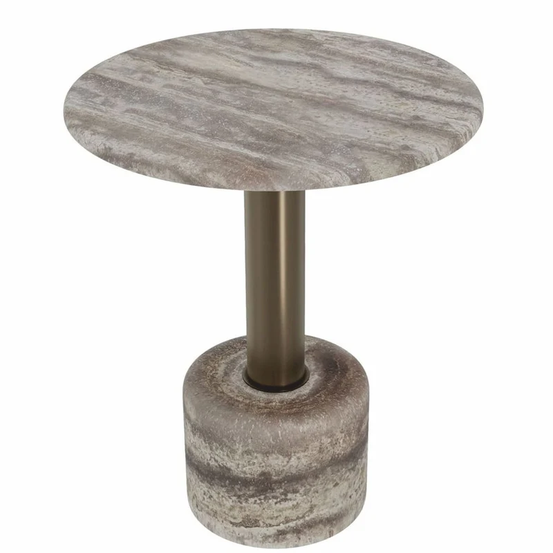 Casa Padrino Luxus Travertin Beistelltisch Grau Ø 50 x H. 60 cm - Travertin Möbel