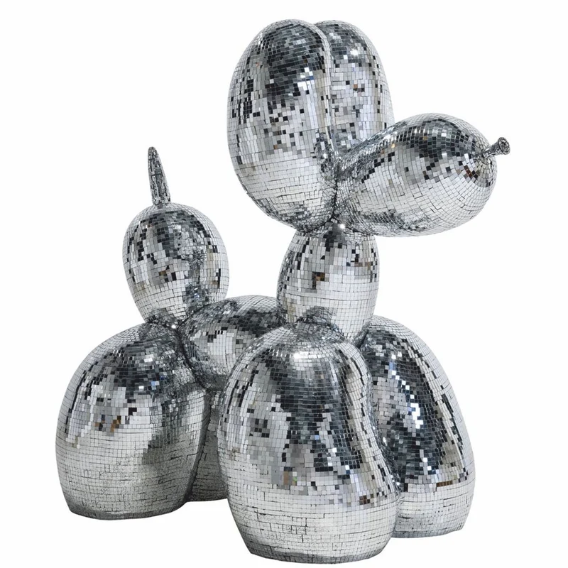 Casa Padrino Deko Skulptur Ballon Hund Silber 130 cm - Große Deko Figur