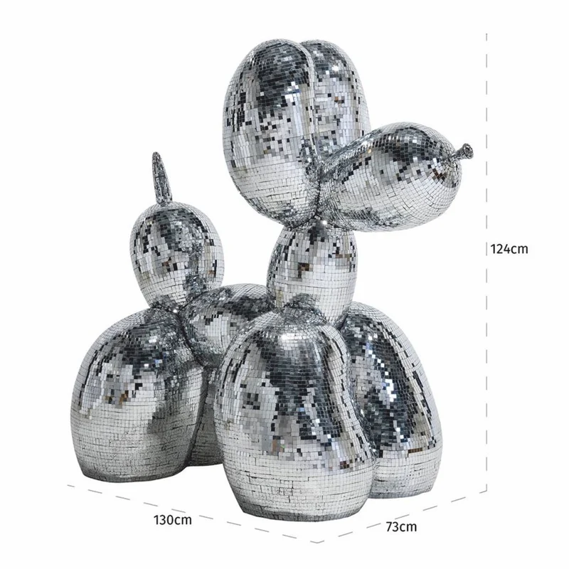 Casa Padrino Deko Skulptur Ballon Hund Silber 130 cm - Große Deko Figur