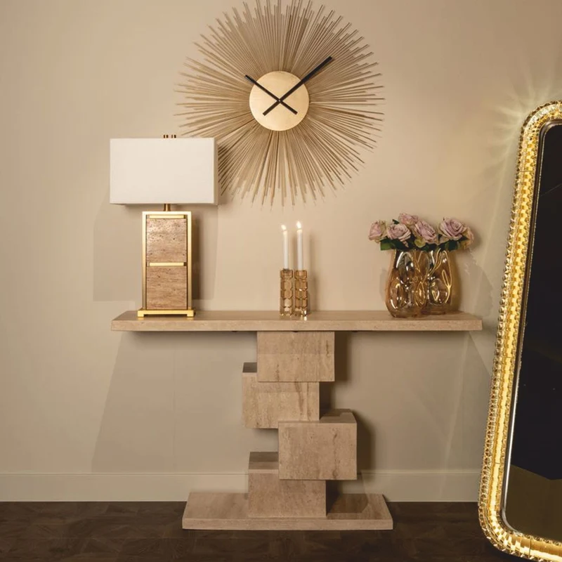 Casa Padrino Luxus Travertin Konsole Beige 140 cm - Luxus Naturstein Möbel