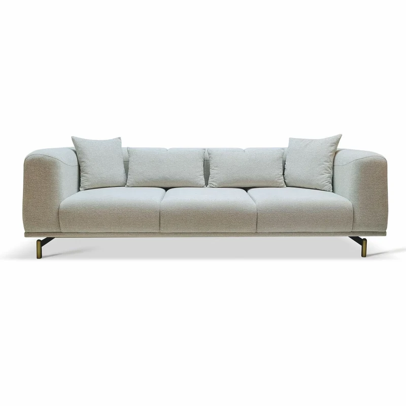 Casa Padrino Luxus Sofa Grau / Messing 240 cm - Wohnzimmer & Hotel Interior