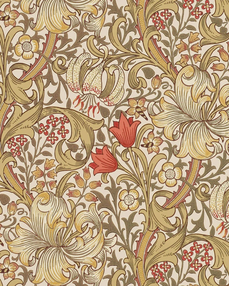 William Morris & Co. Tapet - Golden Lily Biscuit/Brick