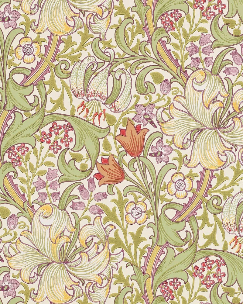 William Morris & Co. Tapet - Golden Lily Olive/Russet