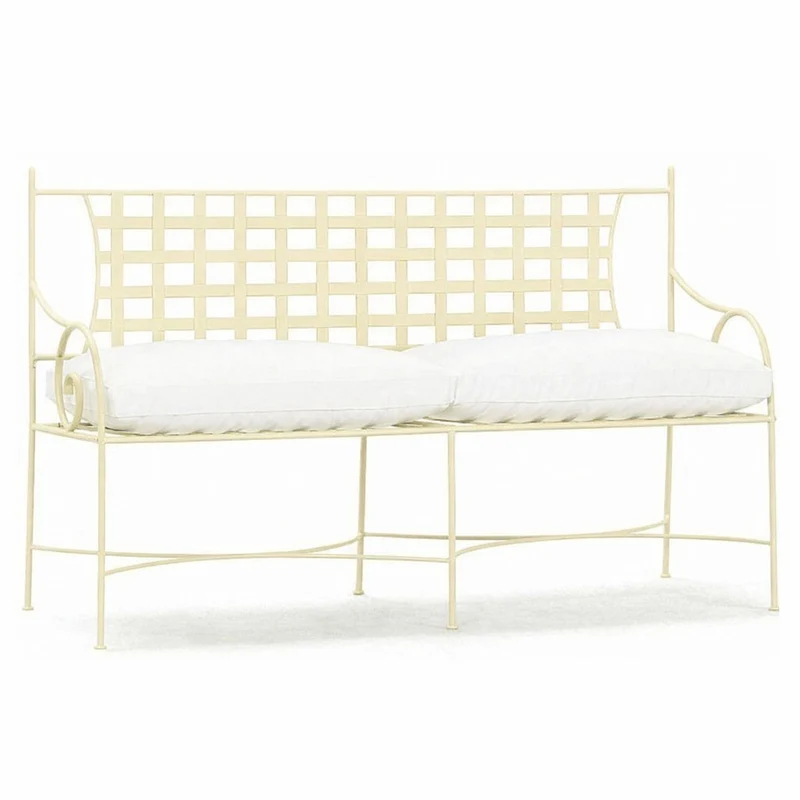 Casa Padrino Luxus Jugendstil Schmiedeeisen Gartenbank Creme / Weiß 160 cm
