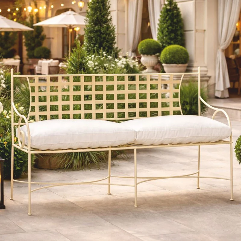 Casa Padrino Luxus Jugendstil Schmiedeeisen Gartenbank Creme / Weiß 160 cm