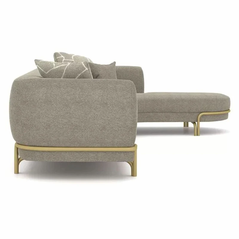 Casa Padrino Luxus Ecksofa Grau / Messing 390 cm - Wohnzimmer & Hotel Möbel