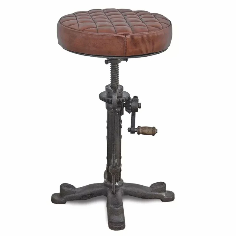 Casa Padrino Industrie Stil Hocker Schwarz / Braun H. 50 cm - Industrie Stil Möbel