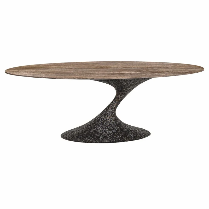 Casa Padrino Luxus Aluminium Esstisch mit Travertin Tischplatte Braun 235 cm