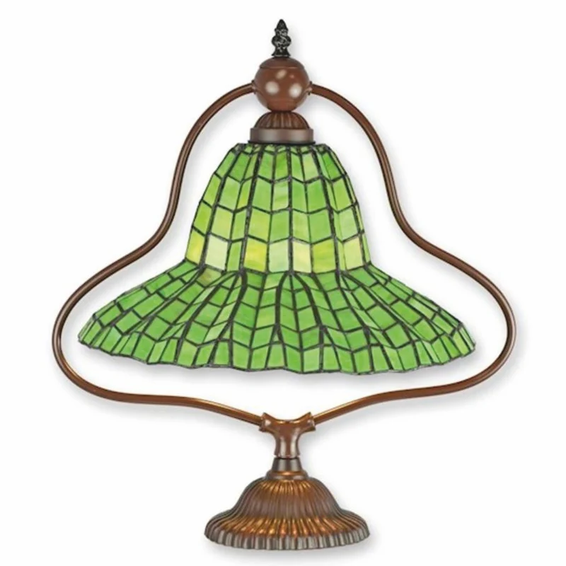Casa Padrino Jugendstil Tiffany Tischleuchte Grün / Braun H. 47,5 cm - Tiffany Leuchten