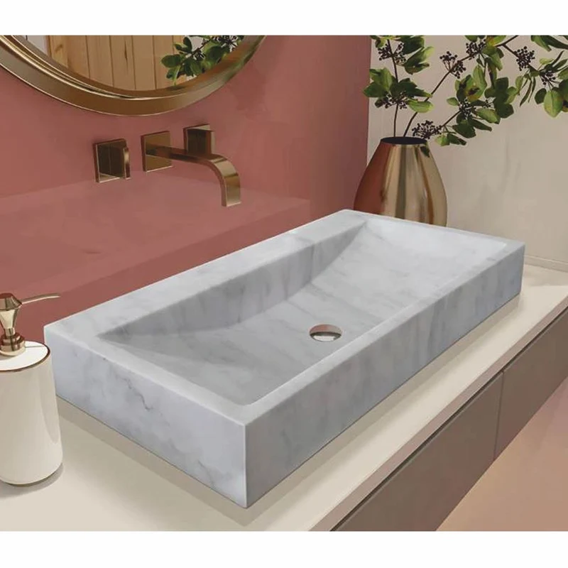 Casa Padrino Luxus Marmor Waschbecken Weiß 74,9 cm - Badezimmer Accessoires