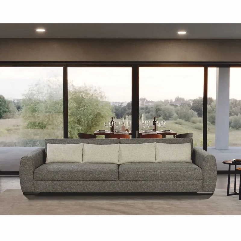 Casa Padrino Luxus Sofa Grau / Schwarz 337 cm - Luxus Wohnzimmer & Hotel Möbel