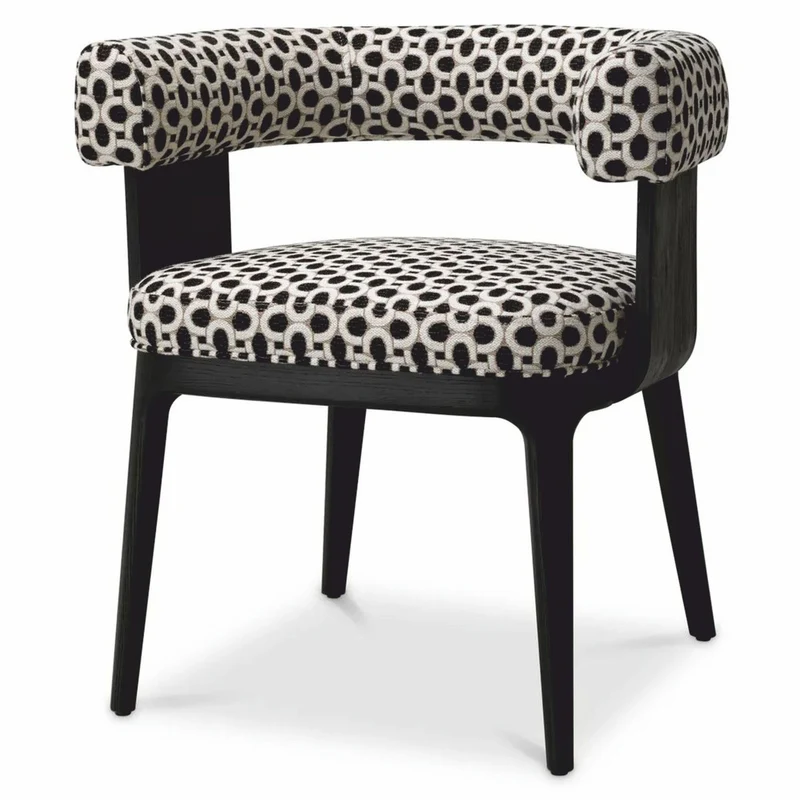 Casa Padrino Luxus Esszimmer Stuhl mit Armlehnen Weiß / Schwarz H. 73 cm - Esszimmer Möbel