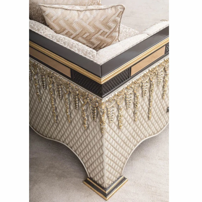 Casa Padrino Luxus Barock Wohnzimmer Set Beige / Braun / Gold - Barock Möbel
