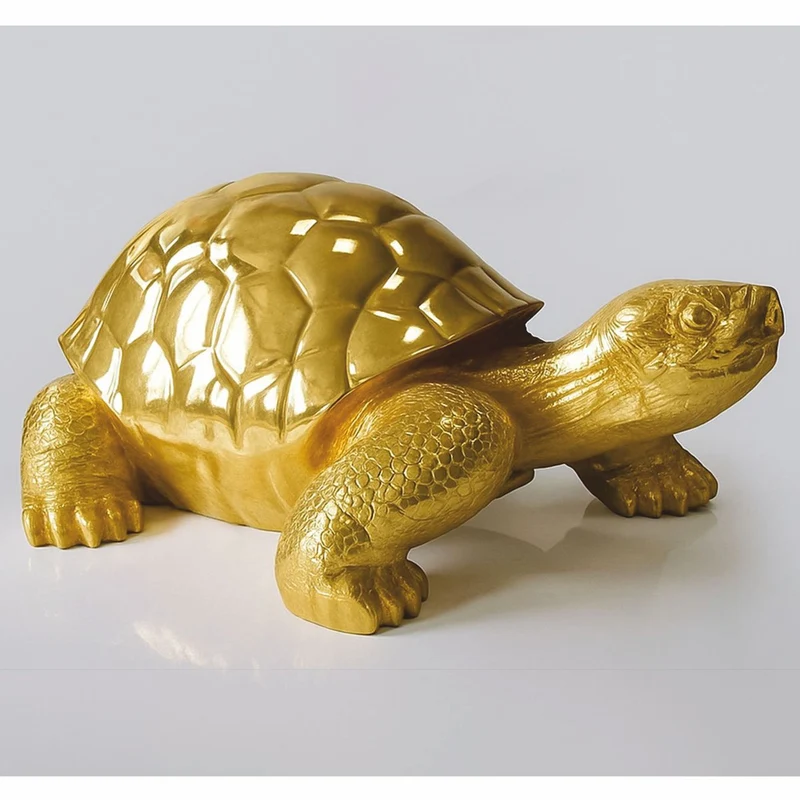 Casa Padrino XXL Deko Skulptur Schildkröte Gold 196 cm - Riesige Deko Figur