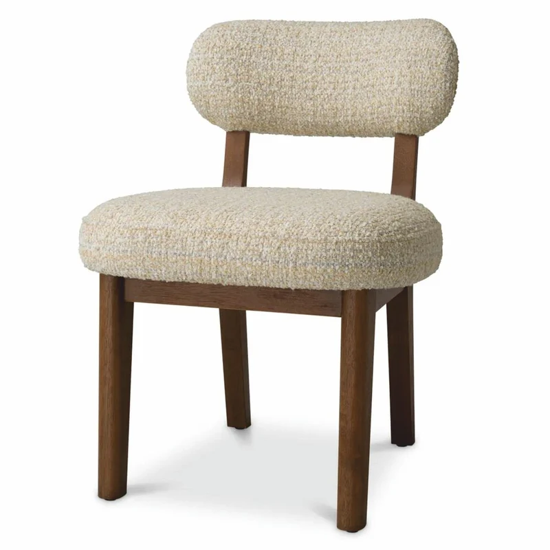 Casa Padrino Luxus Esszimmer Stuhl Beige / Dunkelbraun H. 77,5 cm - Esszimmer Möbel