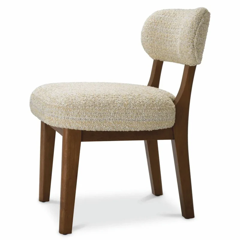 Casa Padrino Luxus Esszimmer Stuhl Beige / Dunkelbraun H. 77,5 cm - Esszimmer Möbel
