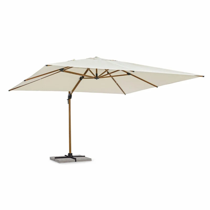 Casa Padrino Luxus Ampelschirm mit Ständer Beige / Braun 400 cm - Garten Accessoires