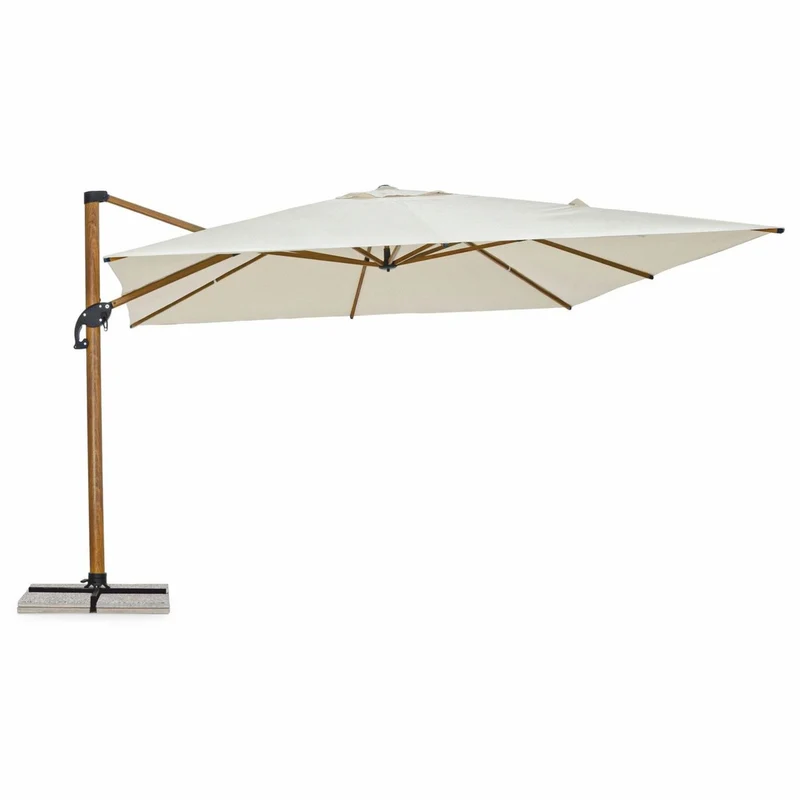 Casa Padrino Luxus Ampelschirm mit Ständer Beige / Braun 400 cm - Garten Accessoires