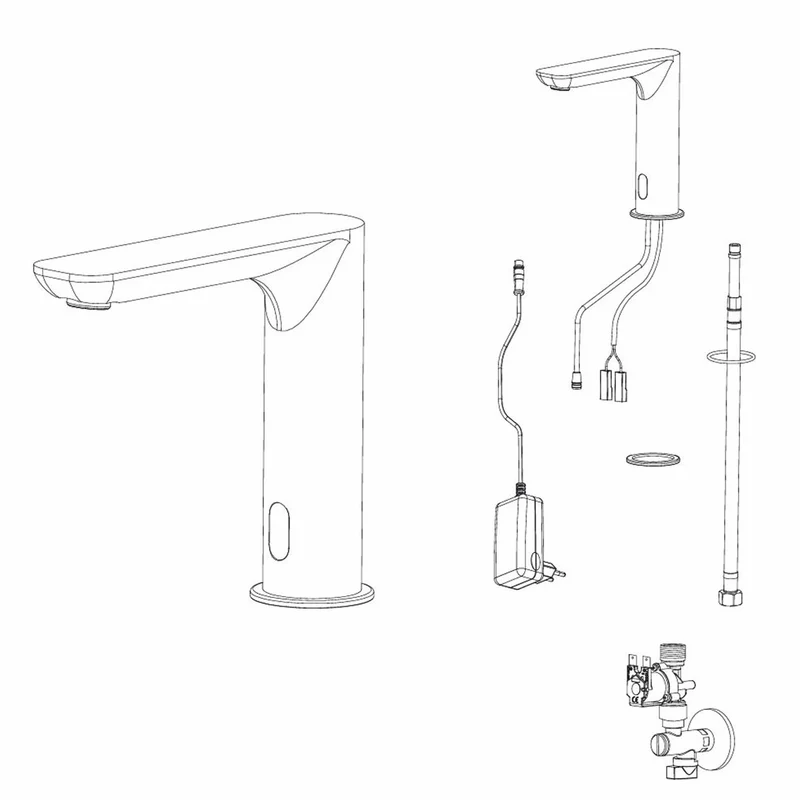 Casa Padrino Luxus Waschtisch Armatur Silber H. 15,3 cm - Elektrisch mit Sensor