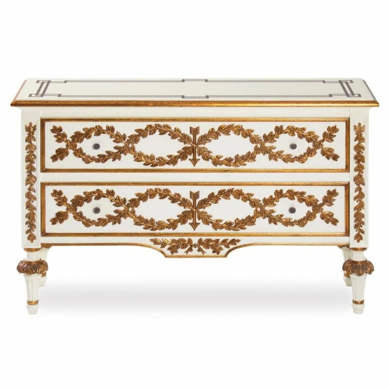 Casa Padrino Luxus Barock Kommode Elfenbein / Gold 135 cm - Barock Möbel