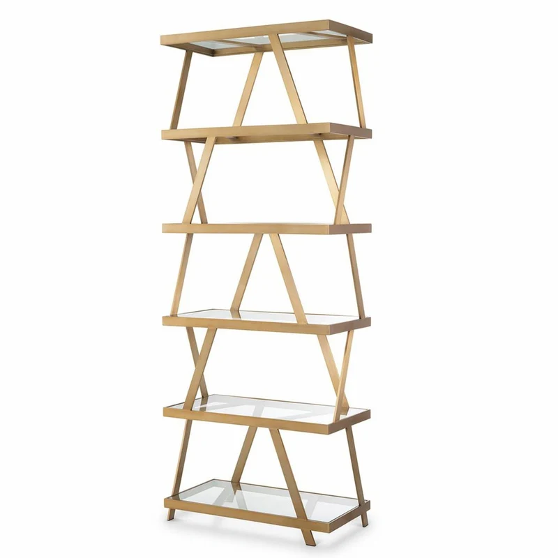 Casa Padrino Luxus Regalschrank Messing H. 209,5 cm - Luxus Hotel Möbel