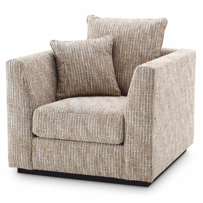 Casa Padrino Luxus Wohnzimmer & Hotel Sessel Beige / Schwarz H. 90 cm - Luxus Möbel