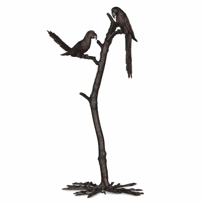 Casa Padrino Luxus Deko Bronze Skulptur Papageien auf Ast H. 150 cm - Deko Figur