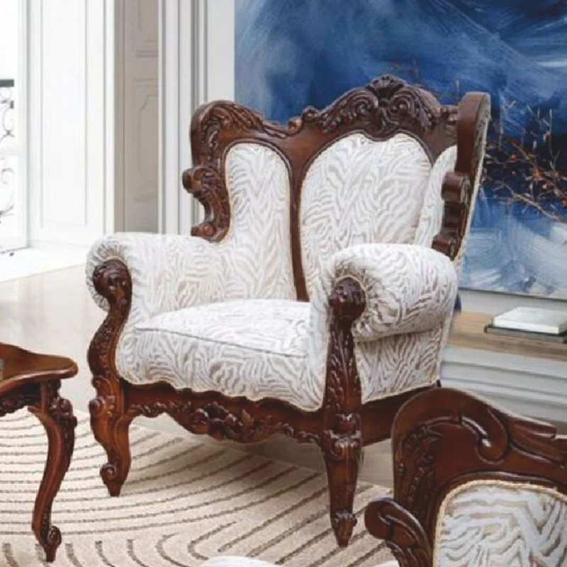 Casa Padrino Luxus Barock Sessel Weiß / Dunkelbraun - Barock Wohnzimmer Möbel