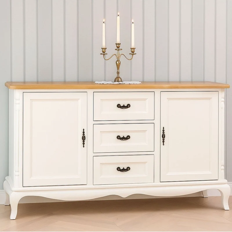 Casa Padrino Landhausstil Sideboard Creme / Naturfarben 158 cm - Landhausstil Möbel