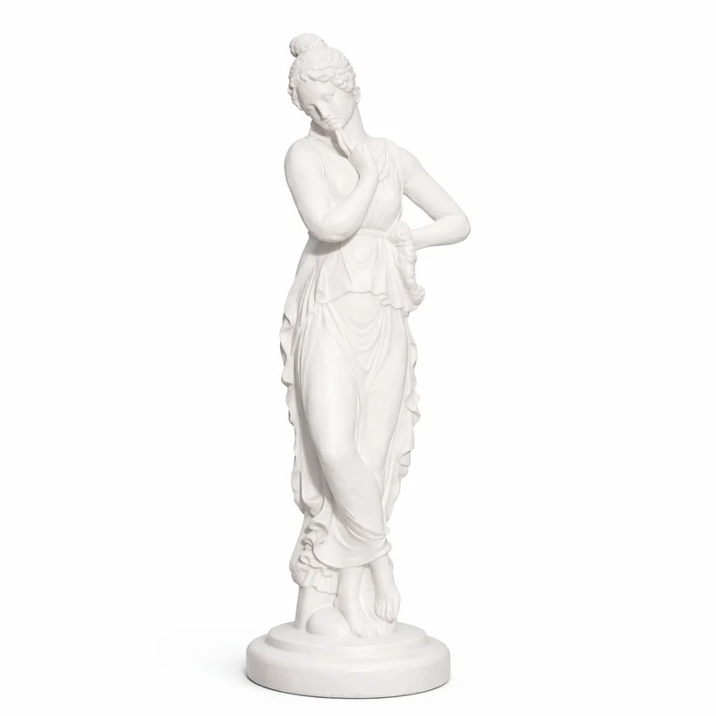 Casa Padrino Jugendstil Garten Skulptur Dame Weiß H. 67 cm - Garten Deko Figur