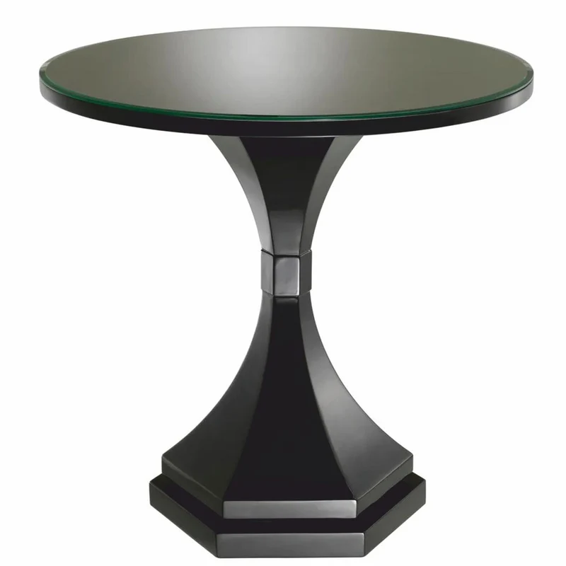 Casa Padrino Luxus Mahagoni Beistelltisch mit Glasplatte Schwarz Ø 69 x H. 68 cm