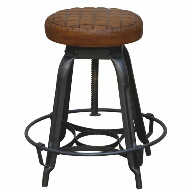 Casa Padrino Industrie Stil Hocker Schwarz / Braun H. 53 cm - Industrie Stil Möbel