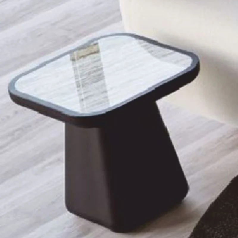 Casa Padrino Luxus Beistelltisch mit Marmorplatte Dunkelbraun / Weiß-Braun H. 46 cm