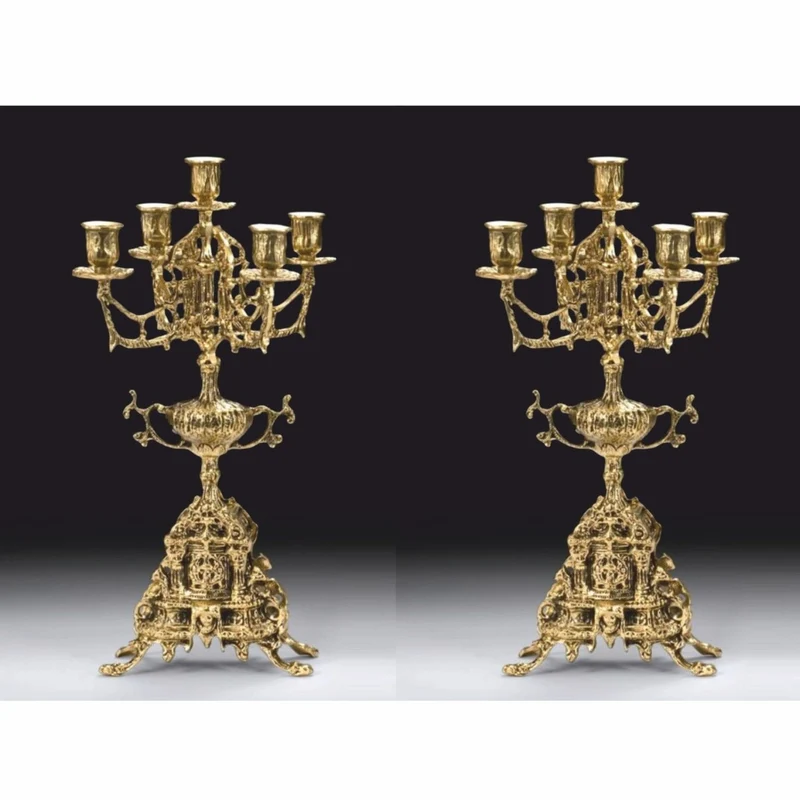 Casa Padrino Luxus Barock Kerzenhalter Set Gold Ø 25 x H. 44 cm - Barock Deko