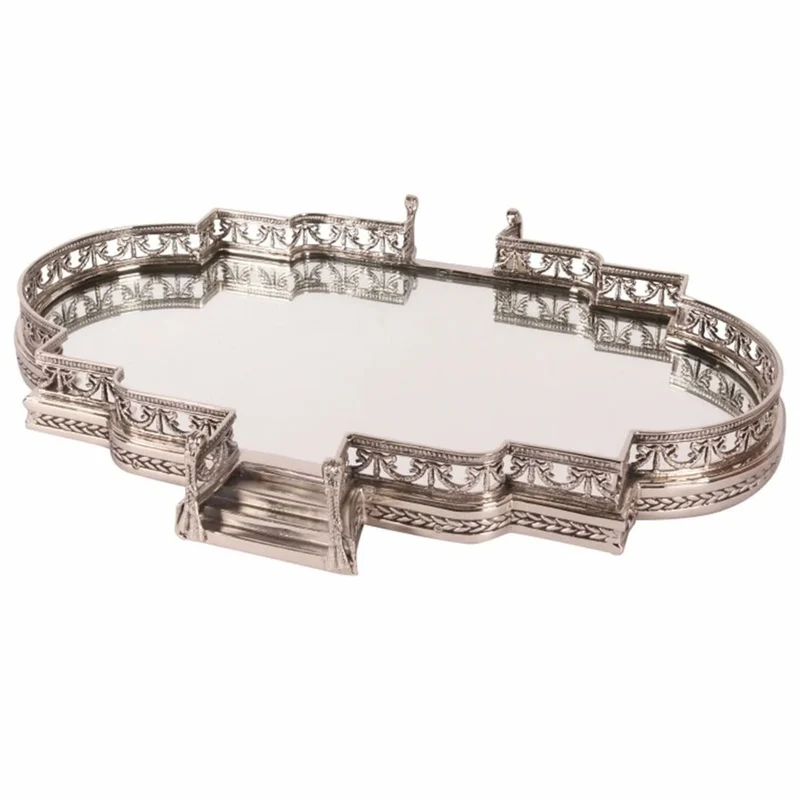 Casa Padrino Barock Tablett Silber 57 cm - Barockstil Gastronomie Accessoires