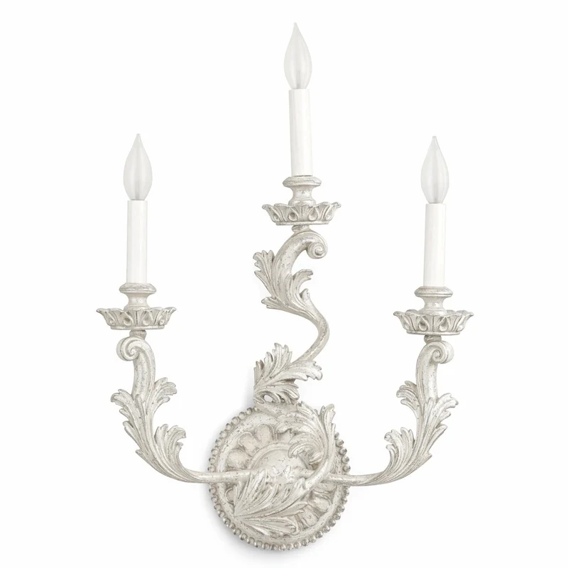 Casa Padrino Luxus Barock Wandleuchte Antik Weiß H. 56 cm - Made in Italy