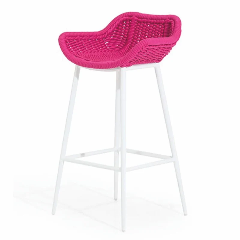 Casa Padrino Luxus Garten Barstuhl Pink / Weiß - Luxus Garten & Terrassen Möbel