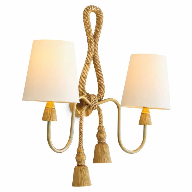 Casa Padrino Luxus Doppel Wandleuchte Vintage Messing / Weiß H. 49,5 cm - Luxus Leuchten