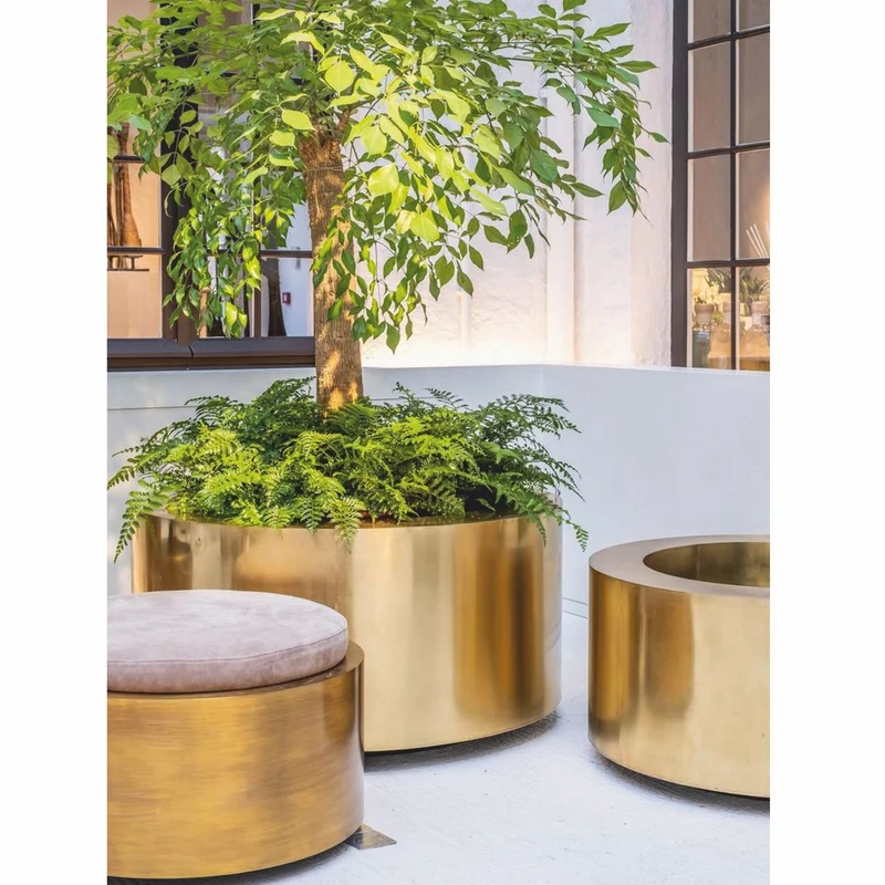 Casa Padrino Luxus Blumentopf Gold Ø 110 cm - Runder Messing Pflanzentopf